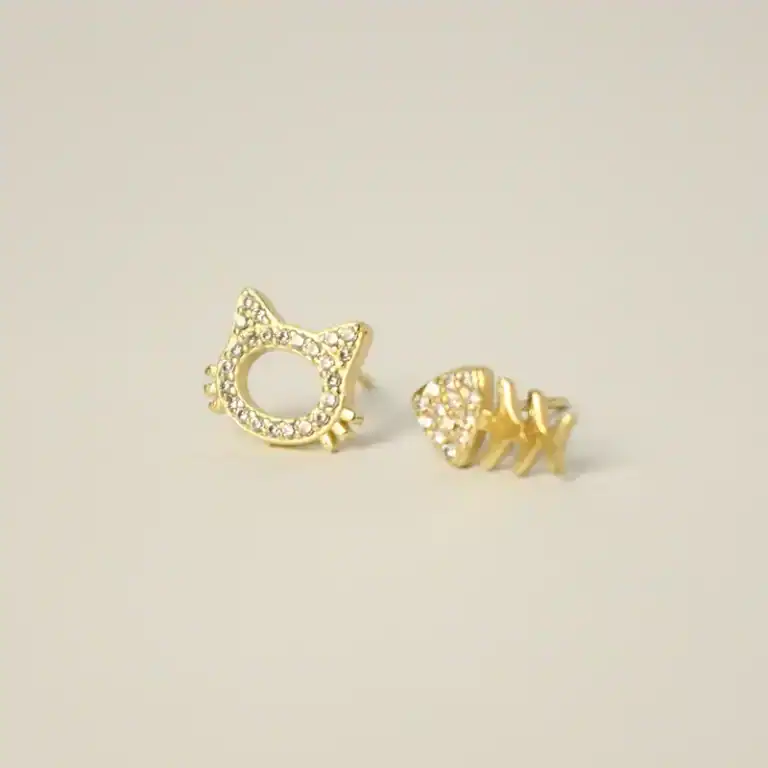 魚魚貓貓耳環•金