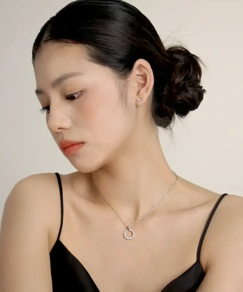 經典滿鑽項鍊•銀