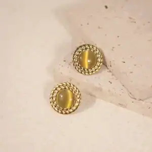 貓眼耳環 • 金